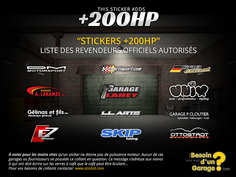 Stickers +200hp Liste des revendeurs officiels autorisés
